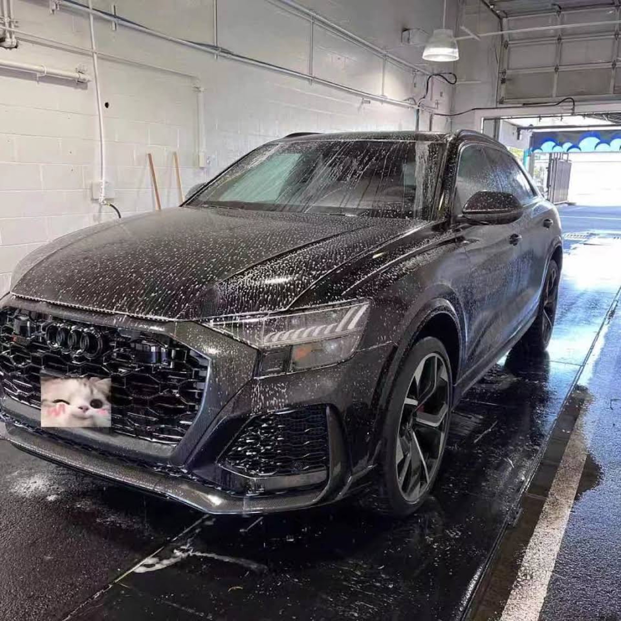 Audi covered in foam