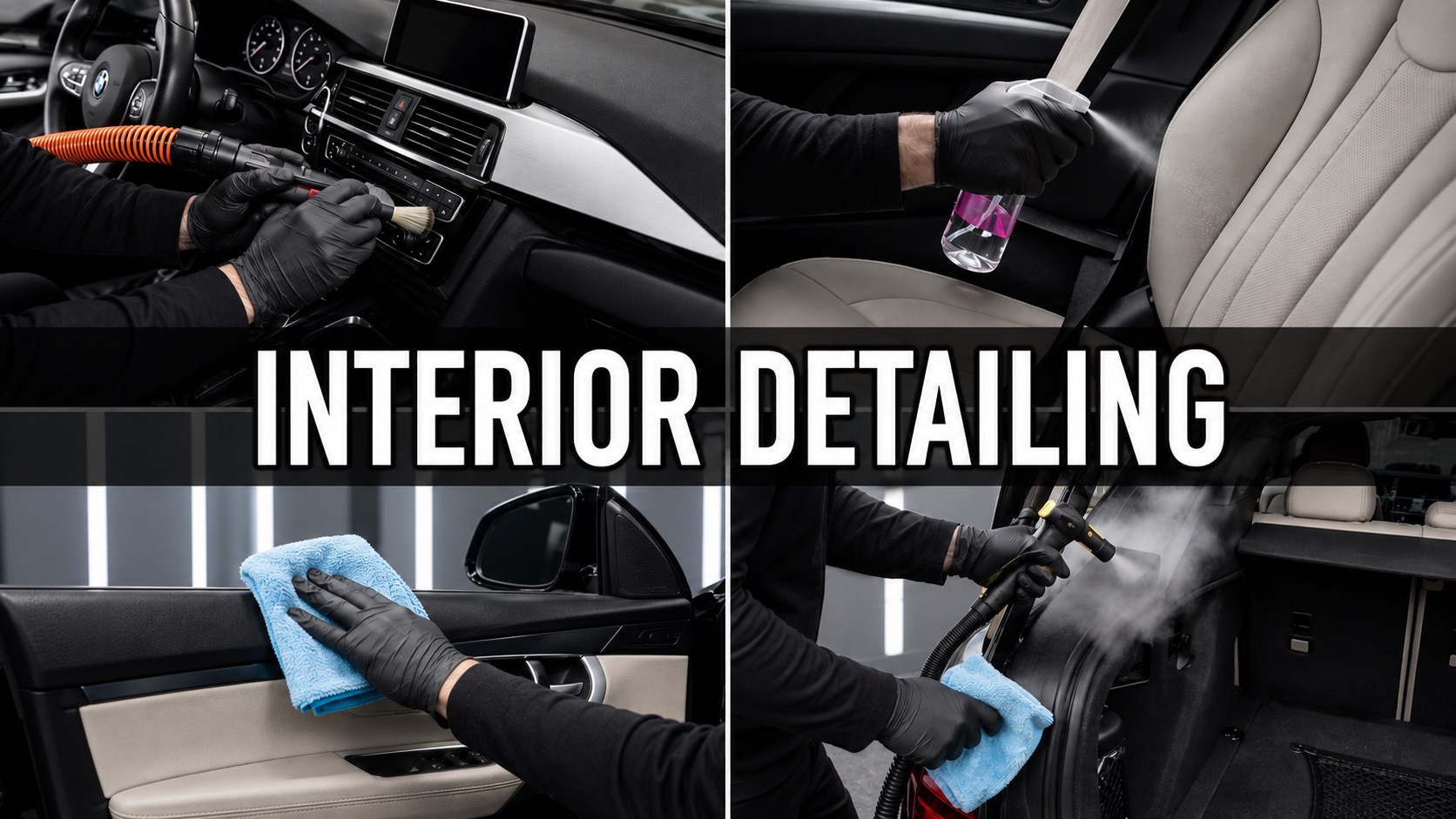 Deep interior reconditioning — dash brushing, seat conditioning, door panel and steam cleaning